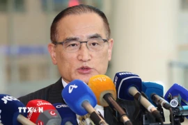 Cố vấn An ninh Quốc gia Hàn Quốc Wi Sung Lac phát biểu với báo giới tại Seoul. (Ảnh: Yonhap/TTXVN)