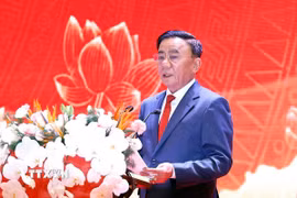 Ủy viên Bộ Chính trị, Thường trực Ban Bí thư Trần Cẩm Tú phát biểu. (Ảnh: Doãn Tấn/TTXVN)