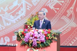 Tổng Bí thư Tô Lâm phát biểu tại Lễ kỷ niệm 80 năm thành lập Chính phủ. (Ảnh: Thống Nhất/TTXVN)