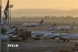 Các máy bay tại sân bay Ben Gurion ở miền Trung Israel. (Ảnh: IRNA/TTXVN)