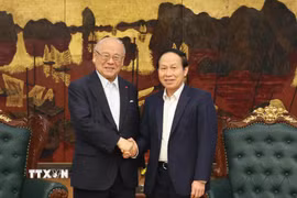 Phó Thủ tướng Lê Tiến Châu tiếp ông Takebe Tsutomu, Cố vấn đặc biệt Liên minh Nghị sỹ hữu nghị Nhật-Việt. (Ảnh: Lâm Khánh/TTXVN)