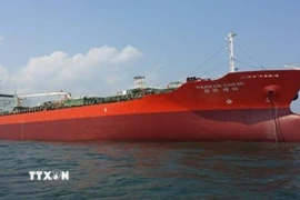 Tàu chở dầu MT Hankuk Chemi của Hàn Quốc trên vùng Vịnh. (Ảnh: Yonhap/TTXVN)