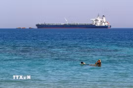 Một con tàu di chuyển qua Vịnh Suez, Ai Cập. (Ảnh: THX/TTXVN)