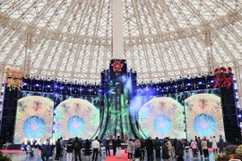 Không gian chương trình “Sắc Xuân Bính Ngọ 2026” tại Hội chợ Mùa Xuân. (Ảnh: Lê Đông/TTXVN)