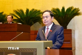 Chủ tịch Quốc hội Trần Thanh Mẫn phát biểu bế mạc Kỳ họp. (Ảnh: Doãn Tấn/TTXVN)