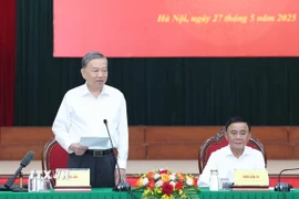 Tổng Bí thư Tô Lâm làm việc với Ban Tổ chức Trung ương. (Ảnh: Thống Nhất/TTXVN)