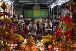 Lễ Ok Om Bok gởi gắm mong muốn mùa màng bội thu của người dân Khmer. (Ảnh: Hồng Thái/TTXVN)