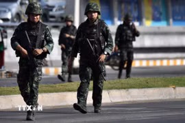 Cảnh sát Thái Lan tăng cường bảo đảm an ninh tại 21 tỉnh biên giới. (Ảnh: AFP/TTXVN)