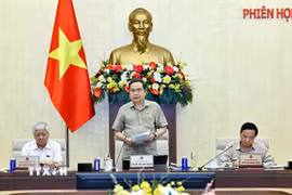 Chủ tịch Quốc hội Trần Thanh Mẫn phát biểu bế mạc phiên họp. (Ảnh: Doãn Tấn/TTXVN)