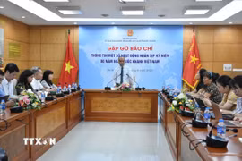 Gặp gỡ báo chí thông tin một số hoạt động dành cho kiều bào nhân kỷ niệm 80 năm Quốc khánh. (Ảnh: Diệp Trương/TTXVN)