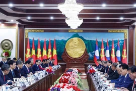 Tổng Bí thư Tô Lâm và Tổng Bí thư, Chủ tịch nước Lào Thongloun Sisoulith hội đàm. (Ảnh: Thống Nhất/TTXVN)
