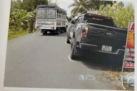 Hiện trường (dựng lại) vụ tai nạn khiến cháu Tr. tử vong. (Ảnh: Hồ sơ vụ án)