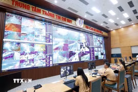 Trung tâm thông tin chỉ huy của Cục Cảnh sát Giao thông (Bộ Công an). (Ảnh: Phạm Kiên/TTXVN)