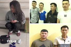 Các đối tượng bị bắt trong đường dây buôn bán chất ma túy liên tỉnh. (Ảnh: TTXVN phát)