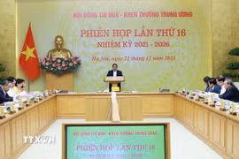Thủ tướng Phạm Minh Chính chủ trì Phiên họp lần thứ 16 của Hội đồng Thi đua-Khen thưởng Trung ương. (Ảnh: Dương Giang/TTXVN)