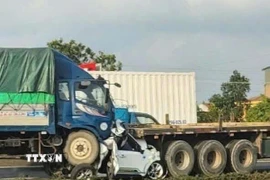 Hiện trường vụ tai nạn. (Ảnh: TTXVN phát)