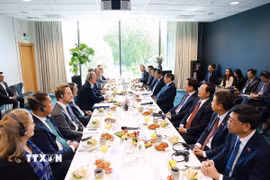 Thủ tướng Phạm Minh Chính làm việc với một số tập đoàn hàng đầu của Thuỵ Điển. (Ảnh: Dương Giang/TTXVN)