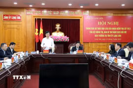 Ủy viên Bộ Chính trị, Bí thư Trung ương Đảng, Chủ nhiệm Ủy ban Kiểm tra Trung ương Nguyễn Duy Ngọc phát biểu tại buổi làm việc. (Ảnh: Văn Đạt/TTXVN)