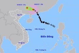 Vị trí và đường đi của bão số 7. (Nguồn: Trung tâm Dự báo Khí tượng Thủy văn Quốc gia)