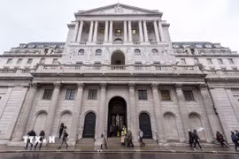 Ngân hàng trung ương Anh tại thủ đô London. (Ảnh: THX/TTXVN)