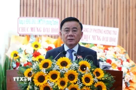 Thường trực Ban Bí thư Trần Cẩm Tú phát biểu chúc mừng Đại hội. (Ảnh: Quốc Dũng/TTXVN)