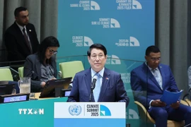 Chủ tịch nước Lương Cường phát biểu tại sự kiện cấp cao toàn cầu đặc biệt về Hành động khí hậu. (Ảnh: Lâm Khánh/TTXVN)