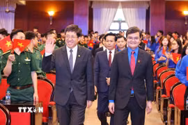 Các đại biểu đến dự chương trình Gặp gỡ hữu nghị thanh niên Việt Nam-Trung Quốc lần thứ 24 năm 2025. (Ảnh: Minh Đức/TTXVN)