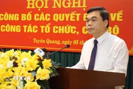 Ông Ma Thế Hồng, Phó Bí thư Tỉnh ủy Tuyên Quang, phát biểu tại Hội nghị. (Ảnh: Quang Cường/TTXVN)
