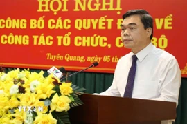 Ông Ma Thế Hồng, Phó Bí thư Tỉnh ủy Tuyên Quang, phát biểu tại Hội nghị. (Ảnh: Quang Cường/TTXVN)
