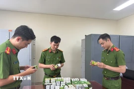 Phòng Cảnh sát Kinh tế triệt phá một đường dây sản xuất, buôn bán thực phẩm chức năng giả. (Ảnh: TTXVN phát)