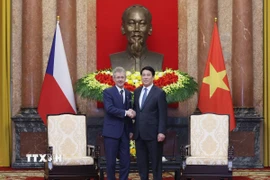 Chủ tịch nước Lương Cường tiếp Chủ tịch Thượng viện Cộng hòa Séc Milos Vystrcil. (Ảnh: Lâm Khánh/TTXVN)