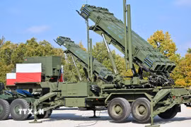 Hệ thống tên lửa phòng không Patriot MIM-104 của Mỹ tại trung tâm huấn luyện ở Torun, Ba Lan. (Ảnh: PAP/TTXVN)