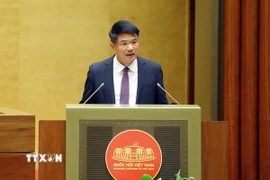 Viện trưởng Viện Kiểm sát Nhân dân tối cao Nguyễn Huy Tiến trình bày Báo cáo công tác nhiệm kỳ 2021-2026 của Viện kiểm sát Nhân dân tối cao. (Ảnh: Phạm Kiên/TTXVN)