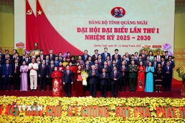 Ban Chấp hành Đảng bộ tỉnh Quảng Ngãi nhiệm kỳ 2025-2030 gồm 68 đồng chí ra mắt Đại hội. (Ảnh: Lê Phước Ngọc/TTXVN)