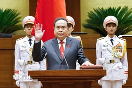 Chủ tịch Quốc hội khóa XVI Trần Thanh Mẫn tuyên thệ nhậm chức. (Ảnh: Doãn Tấn/TTXVN)