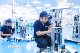 Công ty TAZMO Việt Nam (100% vốn đầu tư Nhật Bản tại Khu công nghiệp Long Hậu, tỉnh Tây Ninh) là một trong những đơn vị tiên phong trong lĩnh vực chế tạo rô bốt, thiết bị công nghệ cao phục vụ ngành bán dẫn. (Ảnh minh họa: Thành Phương/TTXVN)