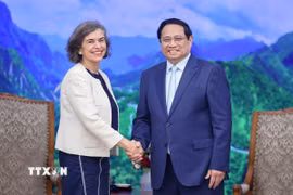 Thủ tướng Phạm Minh Chính tiếp bà Carmen Cano De Lasala, Đại sứ Tây Ban Nha tại Việt Nam (4/4/2024). (Ảnh: Dương Giang/TTXVN)