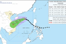 Vị trí và đường đi của bão số 12. (Nguồn: Trung tâm Dự báo Khí tượng Thủy văn Quốc gia)