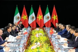 Trong khuôn khổ Tuần lễ Cấp cao APEC 2017, chiều 9/11/2017, tại Đà Nẵng, Chủ tịch nước Trần Đại Quang gặp song phương Tổng thống Mexico Enrique Peña Nieto. (Ảnh: TTXVN)