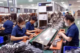 Ngành sản xuất sản phẩm điện tử, máy vi tính và sản phẩm quang học tiếp tục là lĩnh vực tạo ra giá trị sản xuất lớn. (Ảnh: Nguyễn Chinh/TTXVN)