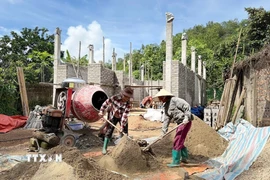 Xóa nhà tạm, nhà dột nát tại tổ 9, xã Na Rì, Thái Nguyên. (Ảnh: Vũ Hoàng Giang/TTXVN)