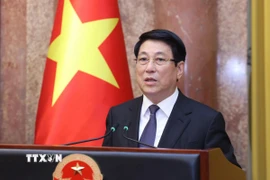 Chủ tịch nước Lương Cường phát biểu giao nhiệm vụ. (Ảnh: Lâm Khánh/TTXVN)