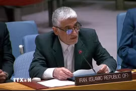 Đại sứ Iran tại Liên hợp quốc Amir Saeid Iravani phát biểu tại cuộc họp Hội đồng Bảo an. (Ảnh: IRNA/TTXVN)