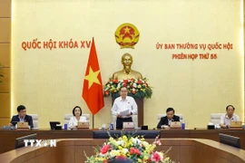 Chủ tịch Quốc hội Trần Thanh Mẫn phát biểu bế mạc Phiên họp thứ 55 của Ủy ban Thường vụ Quốc hội. (Ảnh: Doãn Tấn/TTXVN)