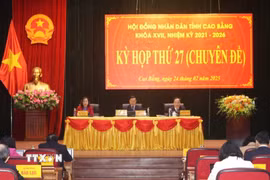 Quang cảnh kỳ họp thứ 27 Hội đồng Nhân dân tỉnh Cao Bằng khóa XVII. (Ảnh: Chu Hiệu/TTXVN)