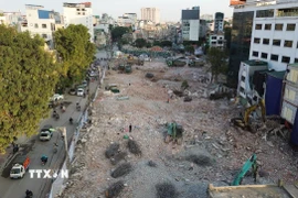 Dự án xây dựng đường Vành đai 1 đoạn Hoàng Cầu-Voi Phục đi qua địa bàn ba phường Ô Chợ Dừa, Láng và Giảng Võ. (Ảnh: Quốc Khánh/TTXVN)