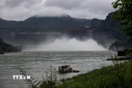 Thủy điện Hòa Bình mở cửa xả đáy. (Ảnh: Trọng Đạt/TTXVN)