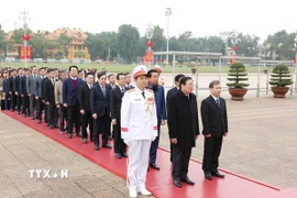 Đoàn cán bộ ngành nội chính Đảng vào Lăng viếng Chủ tịch Hồ Chí Minh. (Ảnh: Phương Hoa/TTXVN)