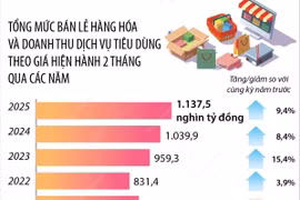 Tổng mức bán lẻ hàng hóa và doanh thu dịch vụ 2 tháng đầu năm tăng 9,4%