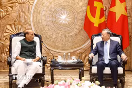 Tổng Bí thư, Chủ tịch nước Tô Lâm tiếp Ngài Rajnath Singh, Bộ trưởng Bộ Quốc phòng Ấn Độ. (Ảnh: Thống Nhất/TTXVN)